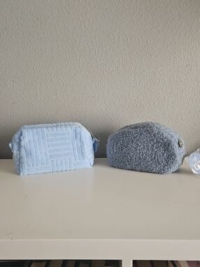 NWT Ulta Beauty Light Blue Textured Cosmetic Pouch